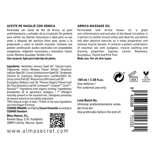Aceite de Masaje Corporal Árnica - Body Oil - 150 ml - Alma Secret - 2
