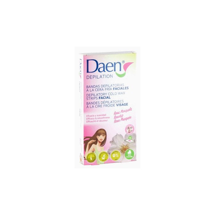Banda Depilatoria Facial Cera Fría Rosa Mosqueta - Daen - 1