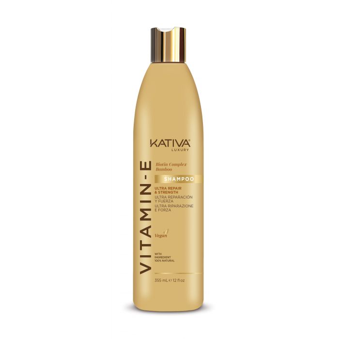 Champú Ultra Reparación y Fuerza con Vitamina E, Biotina y Bambú - Kativa : 355 ML - 1