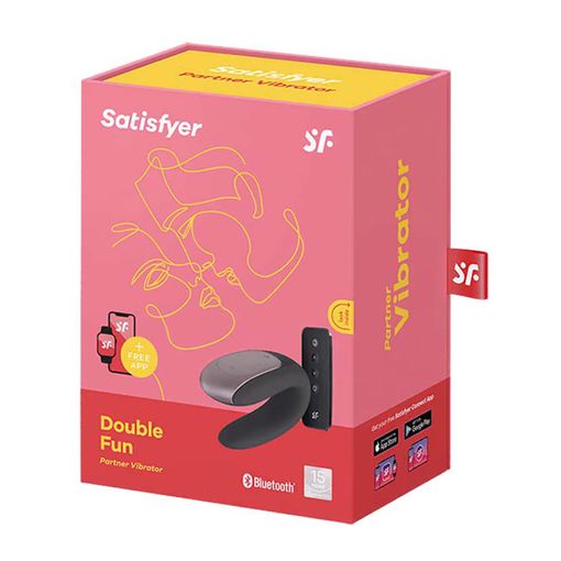 Vibrador Double Fun para Parejas - Satisfyer : Negro - 1