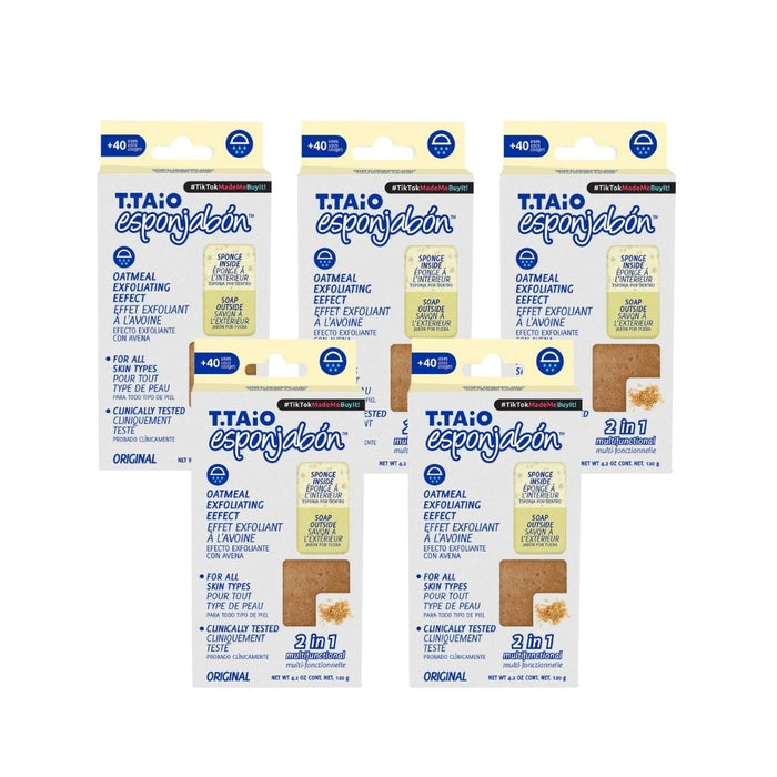 Pack de 5 EsponJabón: Esponja + Jabón 2 en 1  - 120gr - T.taio : 5x Avena - 1