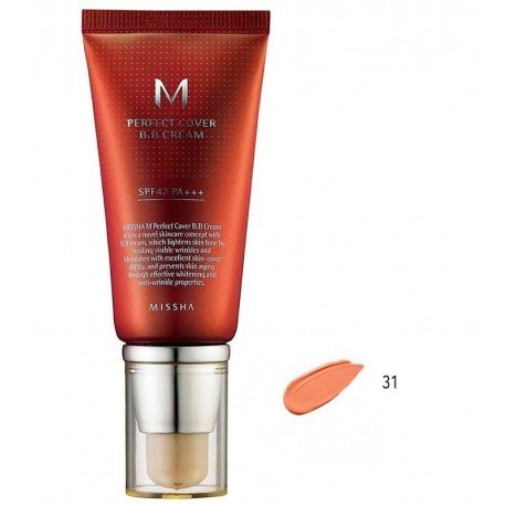 Bb Cream M Perfect Cover Spf42/pa+++ - 50 ml - Missha : -BB Cream M Perfect Cover - No.31 / Golden Beige - 1