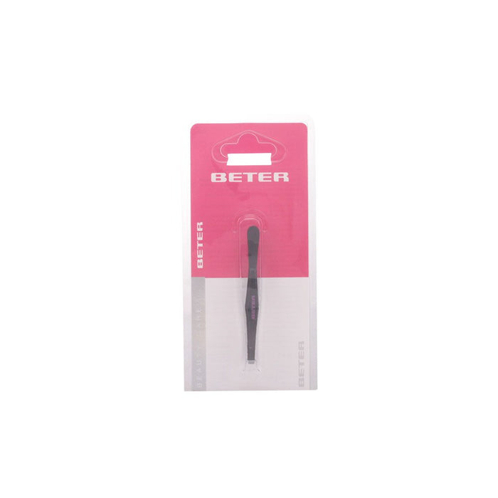 Pinza Depilar Punta Recta Acero Negro - Beter - 1