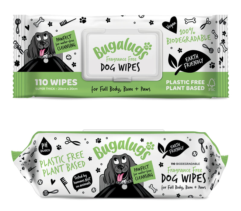 Toallitas Biodegradables para Mascotas Sin Fragancia (110 uds) - Bugalugs : 110 uds - 1