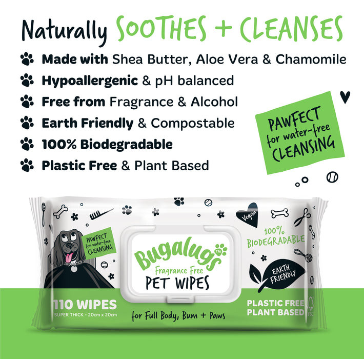 Toallitas Biodegradables para Mascotas Sin Fragancia (110 uds) - Bugalugs : 110 uds - 3