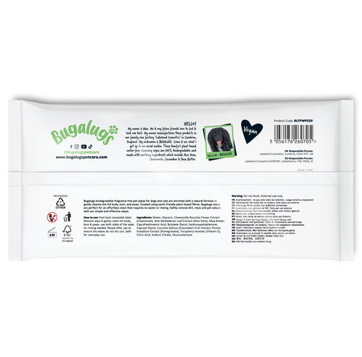 Toallitas Biodegradables para Mascotas Sin Fragancia (110 uds) - Bugalugs - 2