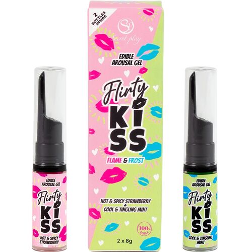 Flirty Kiss Geles con Efectos Sexo Oral Fresa & Menta 2×8 gr - Secret Play - 1