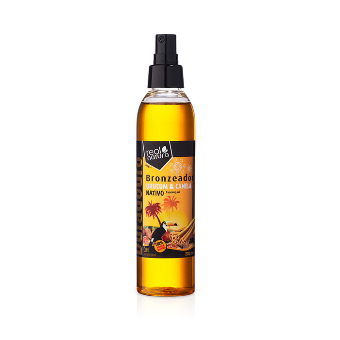 Aceite Bronceador con Achiote y Canela - óleo Bronzeador Urucum + Canela 200 ml - Real Natura - 1
