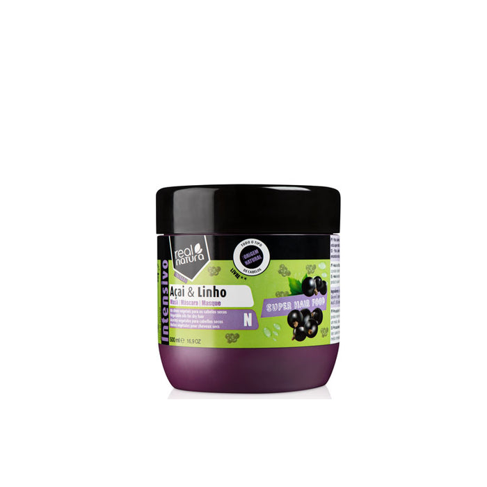 Mascarilla Capilar con Açai y Lino - Máscara Super Hair Food Açaí E Linho 500 ml - Real Natura - 1