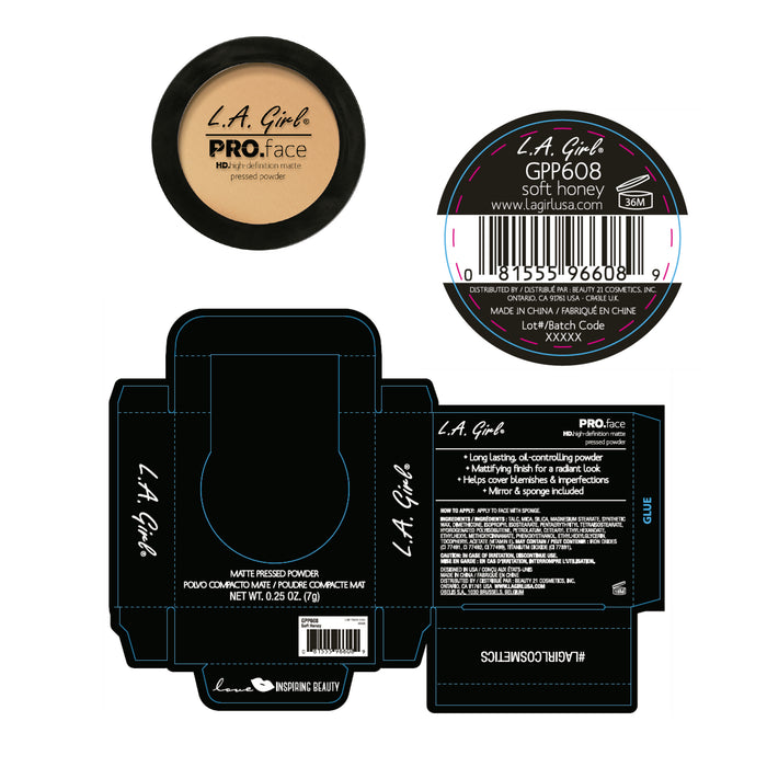 Polvos Compactos - Pro Face Mate - L.A. Girl : Soft honey - 2
