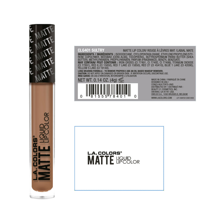 Labial Líquido - Matte Liquid Lip Color - L.A. Colors : Sultry - 2